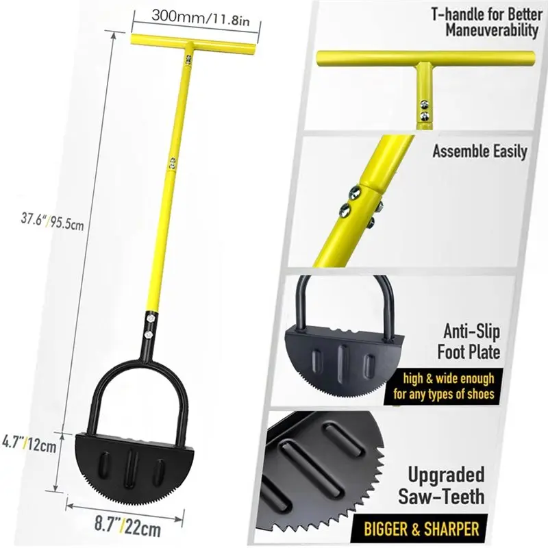 2025 حار نمط مسنن المقلم أداة الحديقة نصف القمر يده حديقة المقلم مع شفرة فولاذية مقبض طويل قاطع منشار العشب للمحكمة