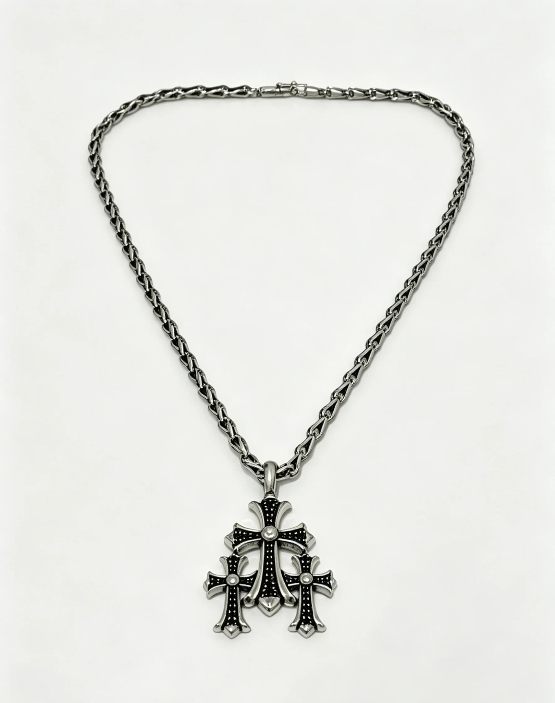 

S925 sterling silver light luxury charm cross retro old pendant necklace couple elegant CH jewelry