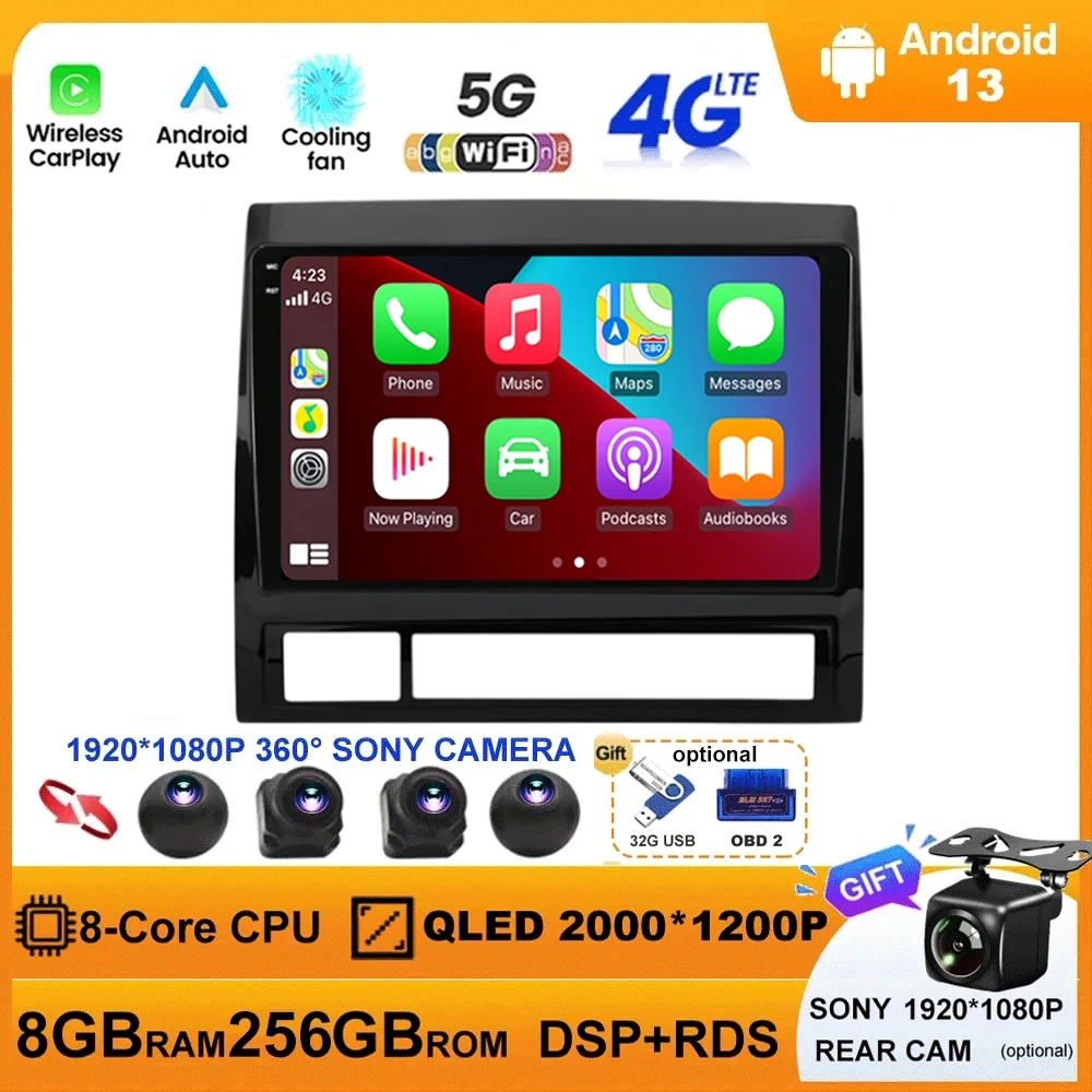 Android 13 Car Radio For Toyota Tacoma 2 N200 Hilux 2005 - 2015 Multimedia Video Player Navigation GPS Carplay Android Auto WIFI