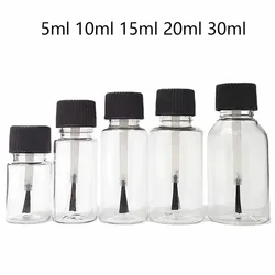5/10Pcs 5ml 10ml 15ml 20ml 30ml bottiglie di smalto per unghie in plastica contenitori cosmetici vuoti bottiglia di campione liquida trasparente con pennello
