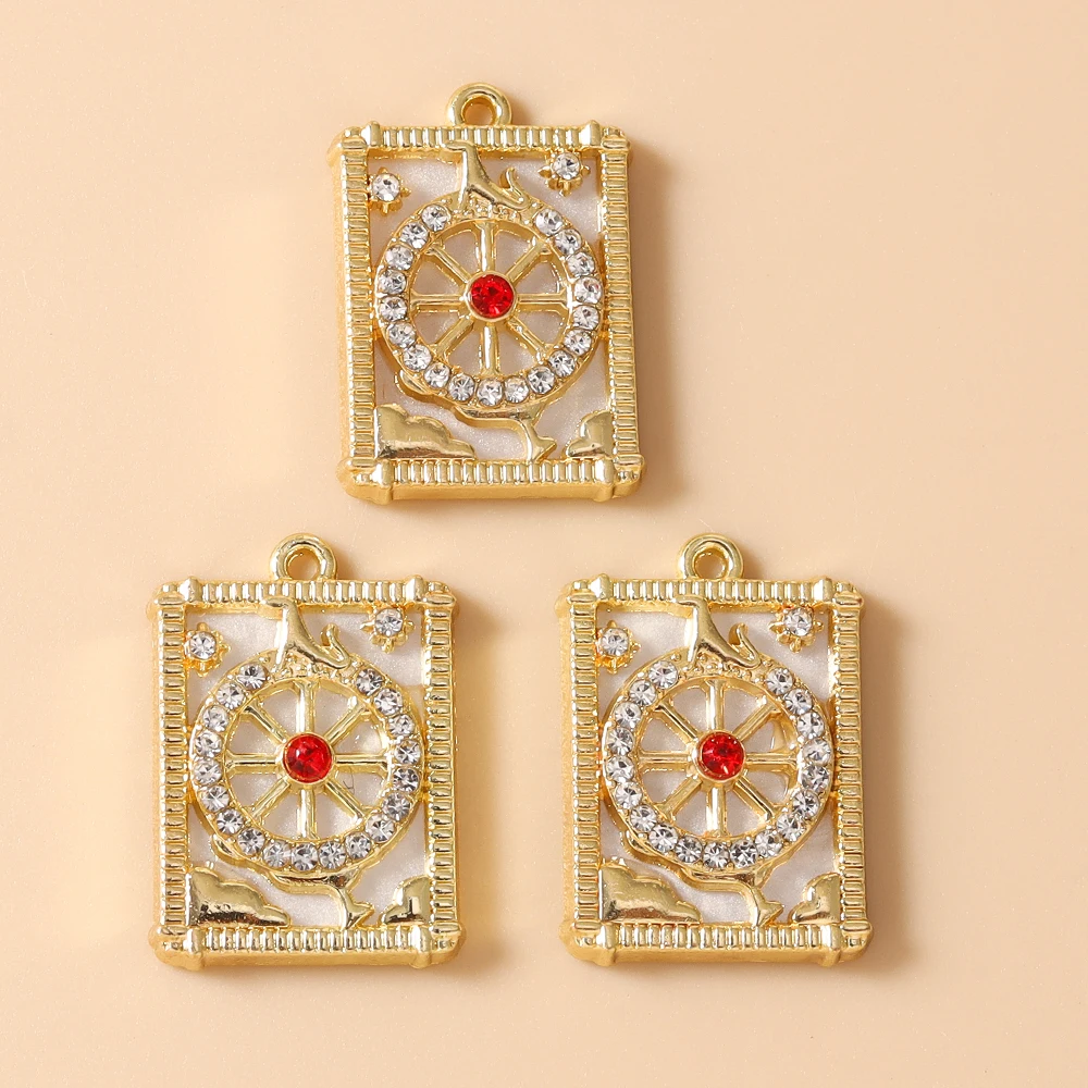 Leslie 5 Stück 15*21mm Goldfarbene Tarot-Mond-Stern-Hamsa-Hand-Anhänger für DIY Fatima-Hand-Auge-Halsketten-Schmuckherstellung Zubehör – Detail 11