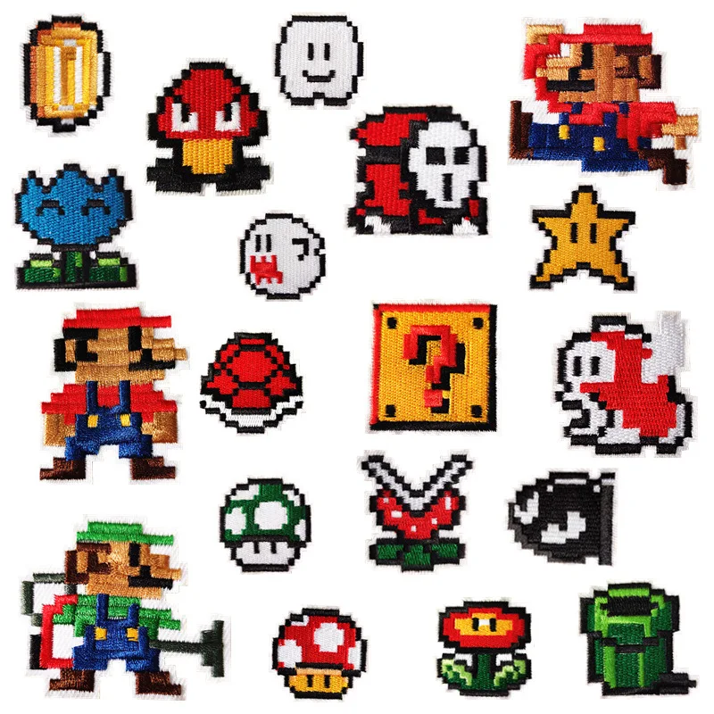 

Cute Pixel Anime DIY Embroidered Sew/Iron On Patches Applique For Clothes Hat Coats Jeans T-shirt Sweaters Bags Socks