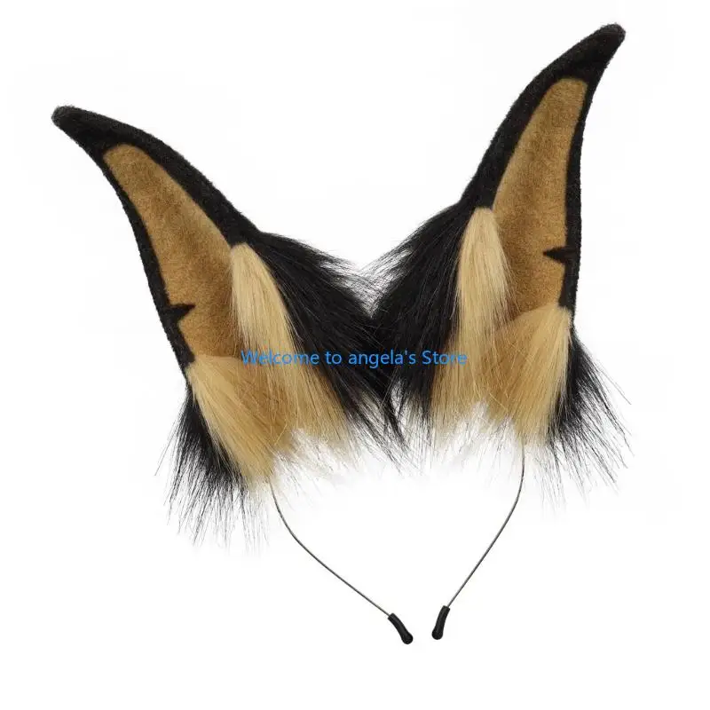 X4YC-Diadema con orejas piel sintética para gatos y zorros, vestido elegante Halloween, disfraz Cosplay hecho a mano, y