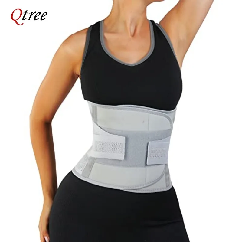 Qtree Waist Trainer Body Shaper Back Support Belt for Women Belly Trimmer Slimming Tummy Control Strap Double Compression Corset