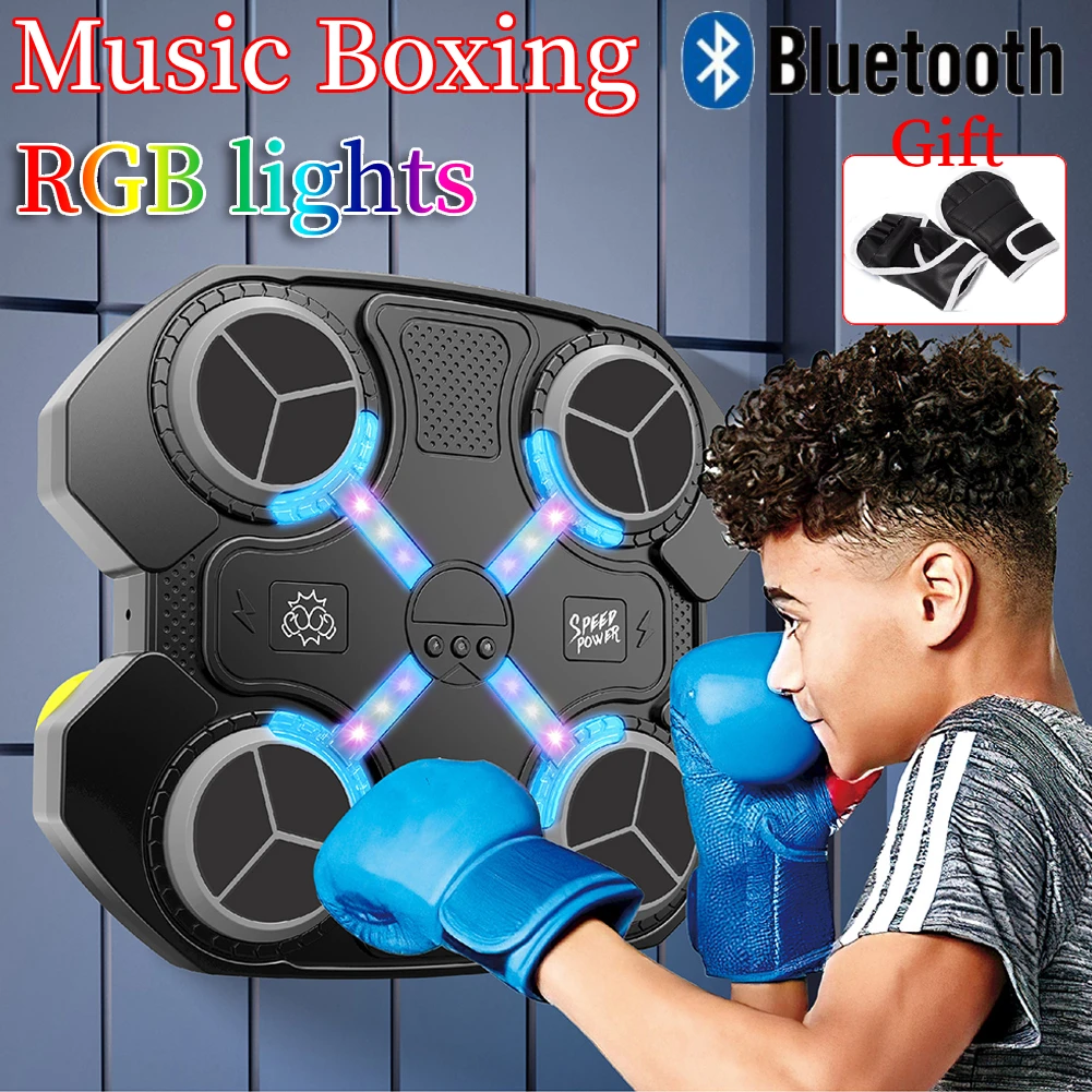 Machine de boxe intelligente, entraîneur de cible murale de musique à domicile avec gants, jeux jouets enfants et adultes, décompression avec Bluetooth