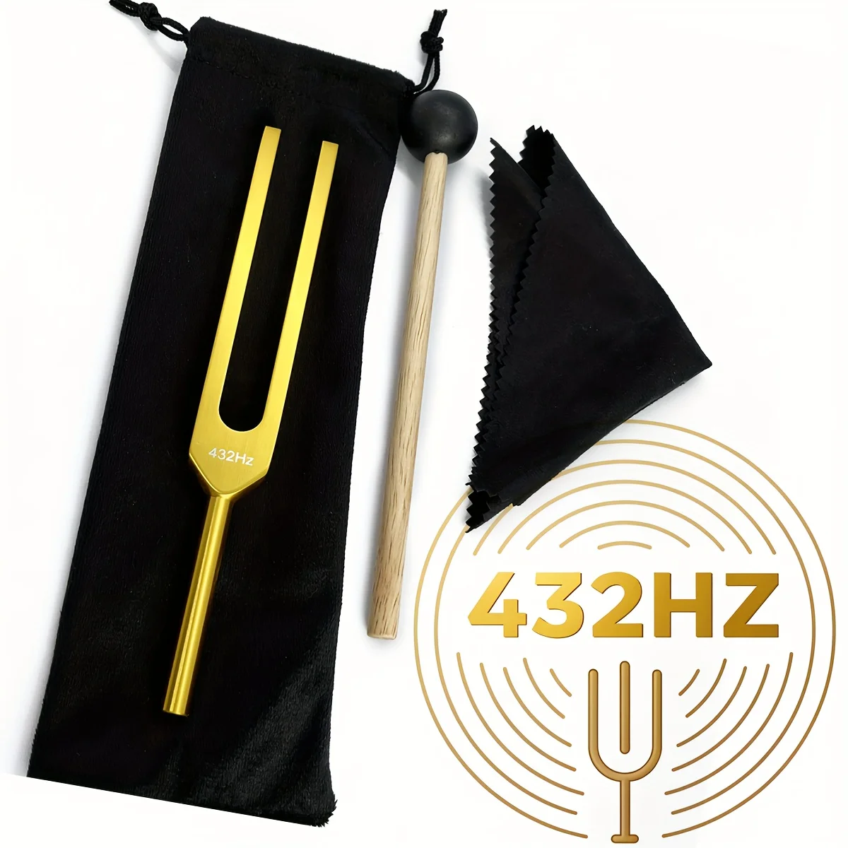 

Золотой камертон 432 Гц — полный набор для звукового исцеления, инструмент для медитации осознанности с молотком, ткань, уникальный подарок