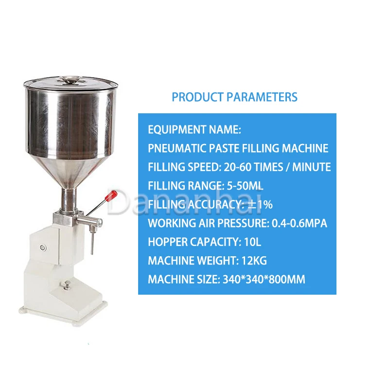 Pneumatic Ointment Bottling Filler, Manual Thick Liquid Dispenser, Cosmetic Paste Dosing Device
