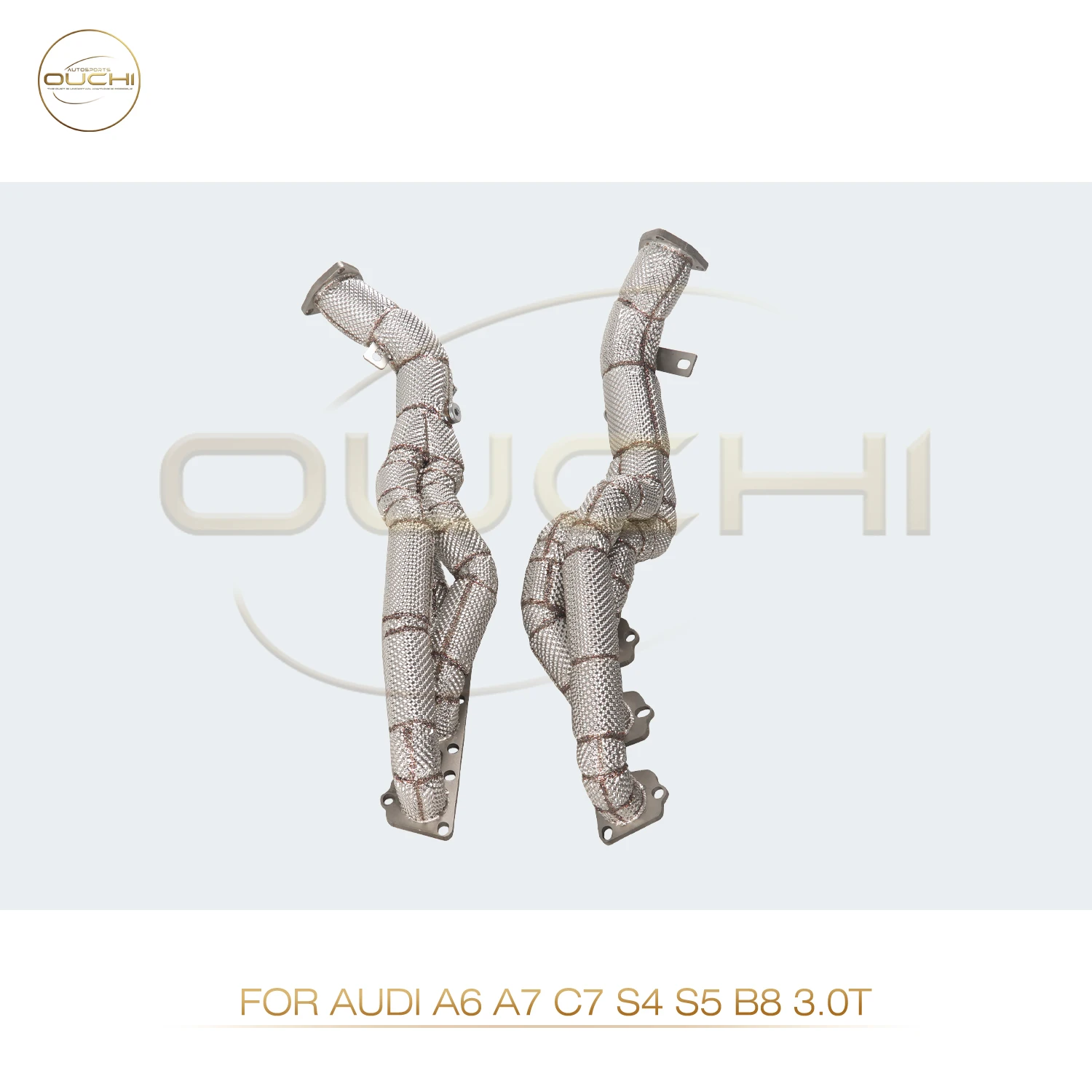 

OUCHI Exhaust System High Flow Performance Downpipe for Audi A6 A7 C7 S4 S5 B8 3.0T Version With Heat Shield Racing Pipe