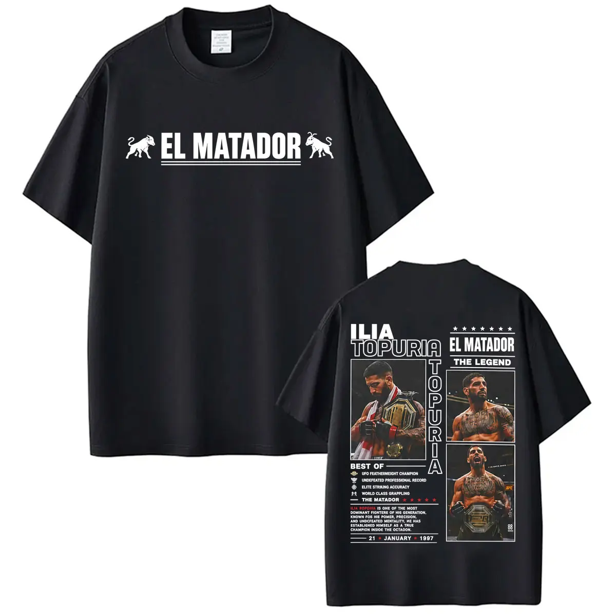 The Legend El Matador Ilia Topuria Fan Gifts T-shirts Men Women Classic Violence Aesthetic T Shirt 100% Cotton Oversized T-shirt
