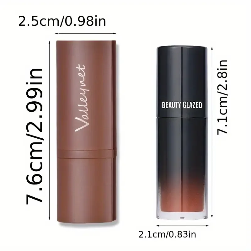 Combo de brillo de labios hidratante y delineador marrón para mujer, efecto hidratante y relleno, 2 colores, combinación de delineador de labios