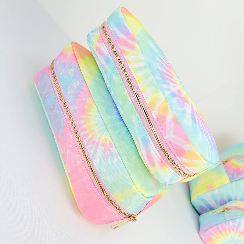 Nylon waterproof rainbow household storage bag - snack storage bag - DIY tie-dye printed women's makeup bag - bathroom toiletry