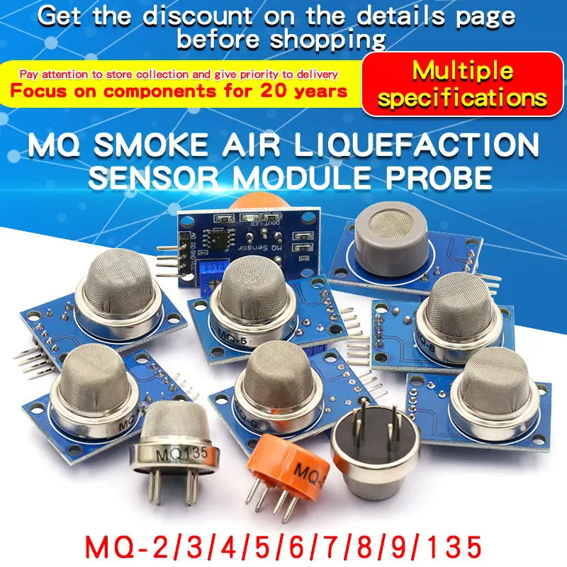 1PCS MQ-2 MQ-3 MQ-4 MQ-5 MQ-6 MQ-7 MQ-8 MQ-9 MQ-135 Detection Smoke Methane Liquefied Gas Sensor Module for Arduino Starter