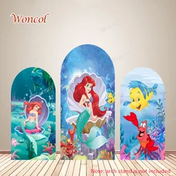 Little Mermaid Birthday Arch Backdrop Disney Princess Ariel Backdrop Undersea Mermaid Double-Sided Arch Backdrop Cover Props