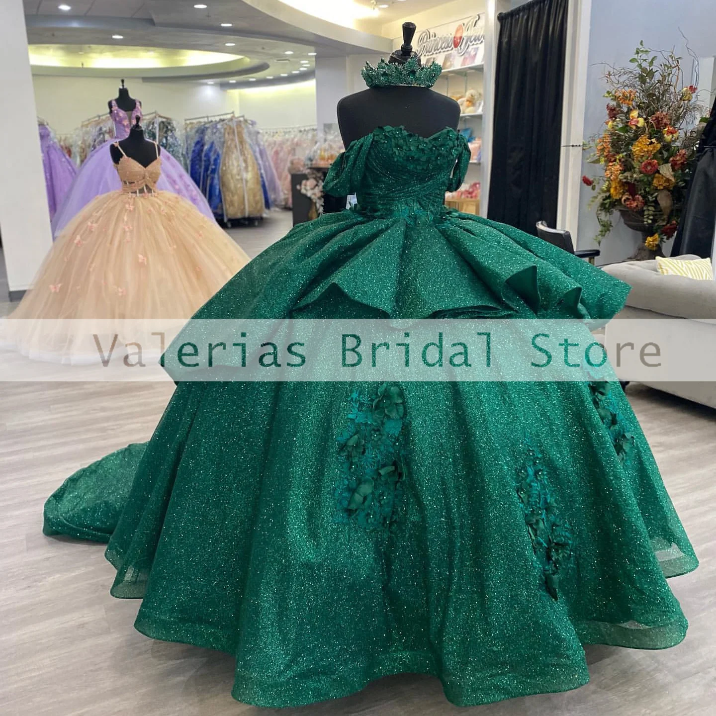 Vestido verde brillante para quinceañera, apliques de cuentas escalonadas, 16 vestidos de novia, hecho a medida