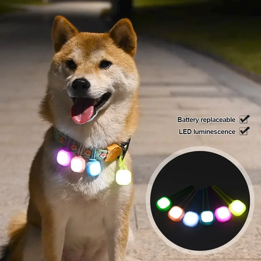 Wasserdichter LED-Haustieranhänger für Spaziergänge bei Nacht, Silikon-Halsbandanhänger, Bunt mit LED-Licht, Hunde-Anhänger Nachtlicht – Detail 4