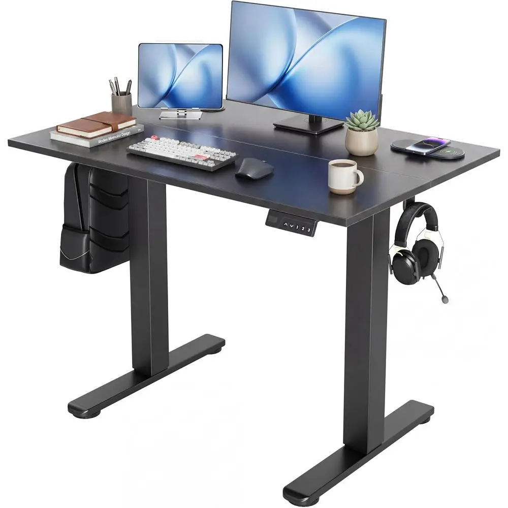 Motorized Adjustable Height Standing Desk, 40x24, 3 Memory Presets, Cable Management, Space-Saving for Home Office or Bedroom, B