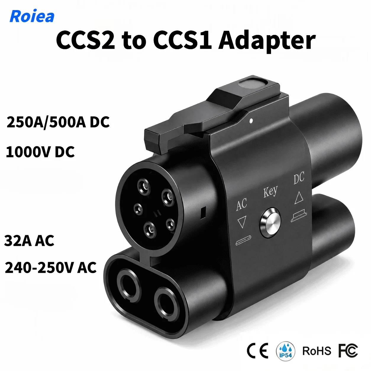 CCS2 to CCS1 EV Charging Adapter DC & AC Dual‑Mode Charging 250A/500A 1000V DC / 32A 240V AC CCS2 to CCS1 Converter