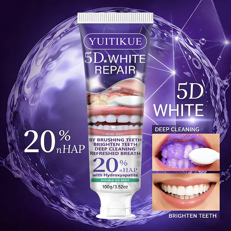 5D White Repair Toothpaste 100g - 20% Hydroxyapatite, Brightens Teeth, Deep Cleans & Fresh Breath
