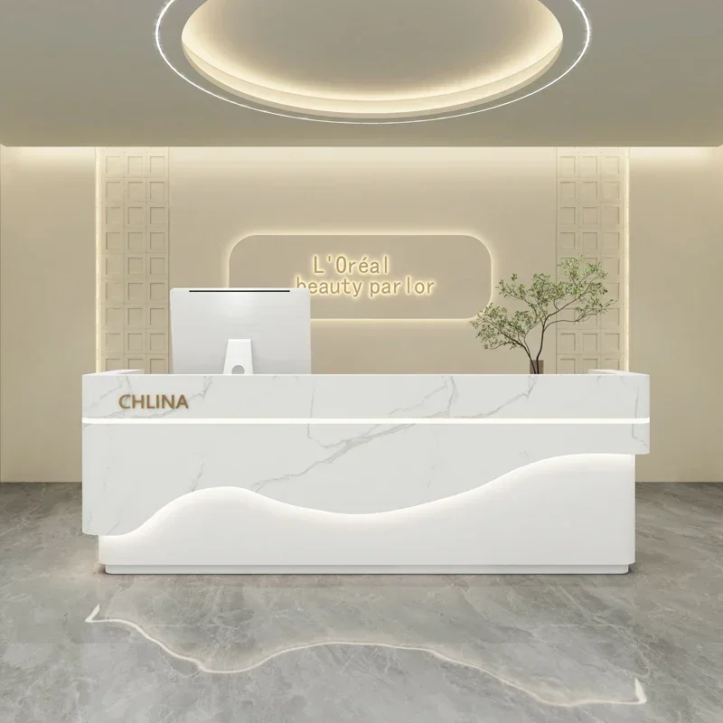Aesthetic Salon Reception Counter Office Furniture For Companies Hairdresser Hairdressing Luxury Stores Recepcja Beauty Center