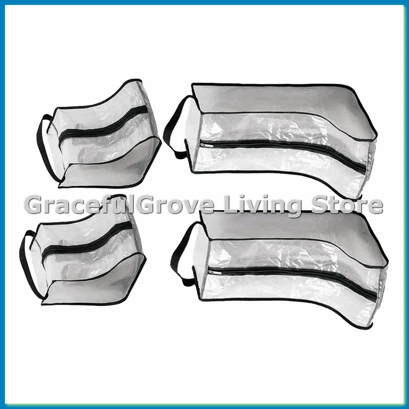 

Портативные женские сумки для хранения высоких и коротких ботинок, 2 упаковки высоты + 2 упаковки коротких водонепроницаемых сумок для ботинок для путешествий и повседневного использования, черные-ABFB