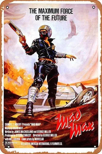 Filmplakat, klassisches Metallschild, Mad Max (1979), Wandkunst, Dekor, Blechschild
