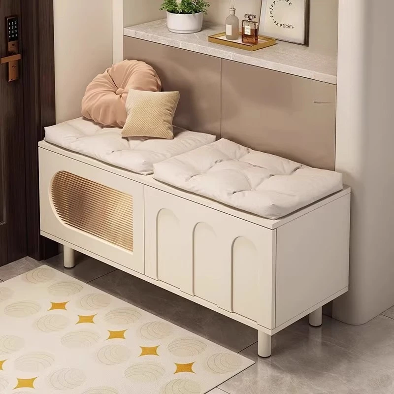 Shoe change stool door household cream wind small apartment can sit shoe cabinet entrance door shoe