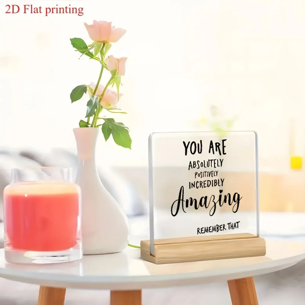 2D Inspirational Acrylic Desktop Decoration, Positive Affirmation - Elegant Black Font, Home and Office Decoration, Holiday Gift