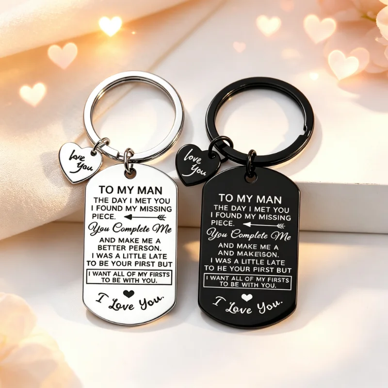 TO MY MAN Couple Romantic Military Brand Keychain, Love Words Lettering Small Love Pendant, Commemorative Small Gift