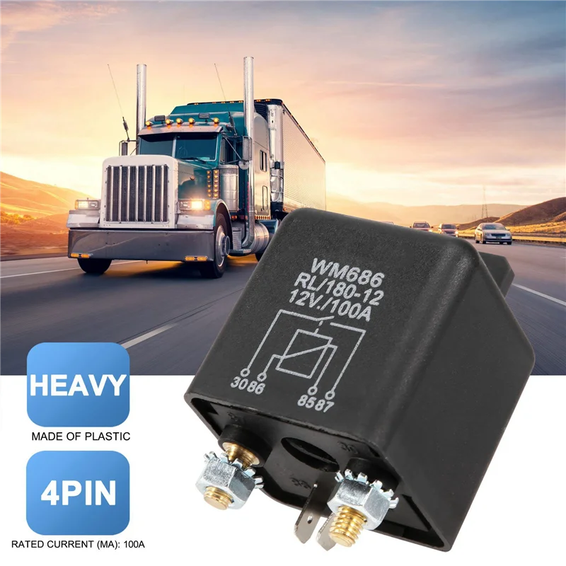 F9-8X 12V 100Amp 4-Pin الثقيلة تشغيل / إيقاف التبديل سبليت تهمة التتابع للسيارات قارب فان الأسود