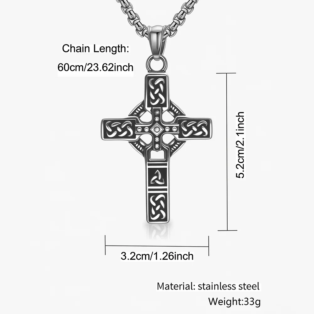 Collier Homme Medieval Stainless Steel Man Necklace Male Celtic Knot Cross Necklace for Men Viking Accessories Collar Hombre