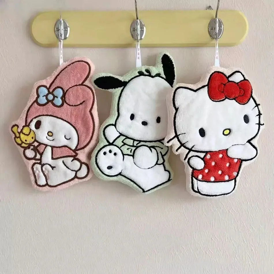 

Hello Kitty My Melody Pochacco Cartoon Kawaii Hand Towel Water-Absorbent Coral Fleece Kitchen Decor Quick-Drying Kids Towel Gift