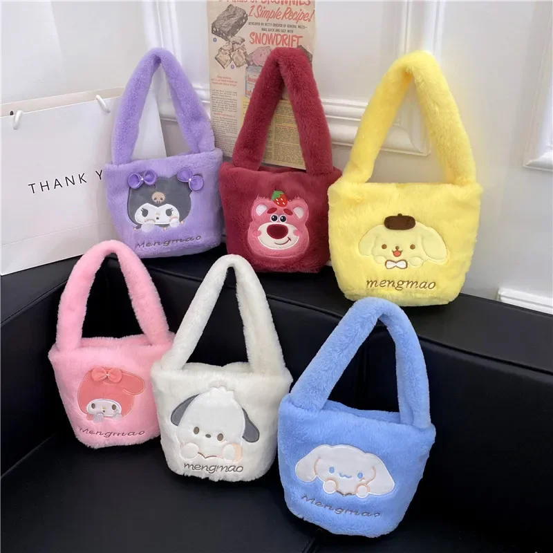 

Sanrio Kuromi Plush Bag Cinnamoroll Kawaii My Melody Cartoon Animal Handbag Cute Storage Tote Bags Women Girls Birthday