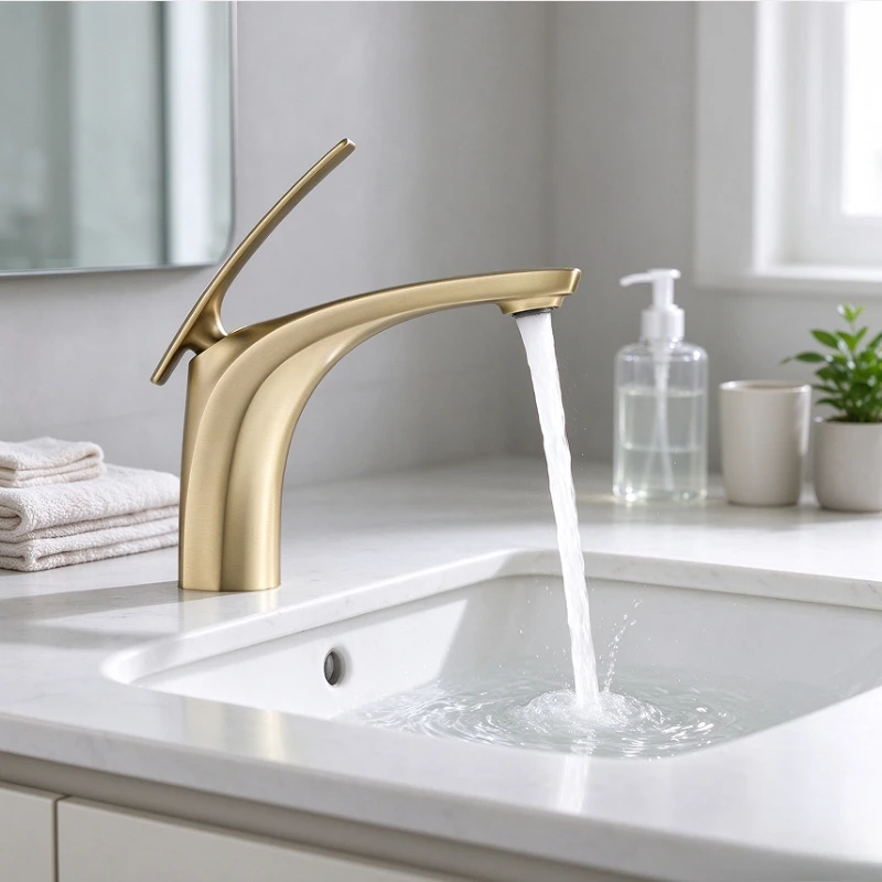 Single Handle Single Hole Fashion Leaf shape Wash Basin Sink Faucet Hot and Cold Bathroom Faucet Deck-mounted Faucet