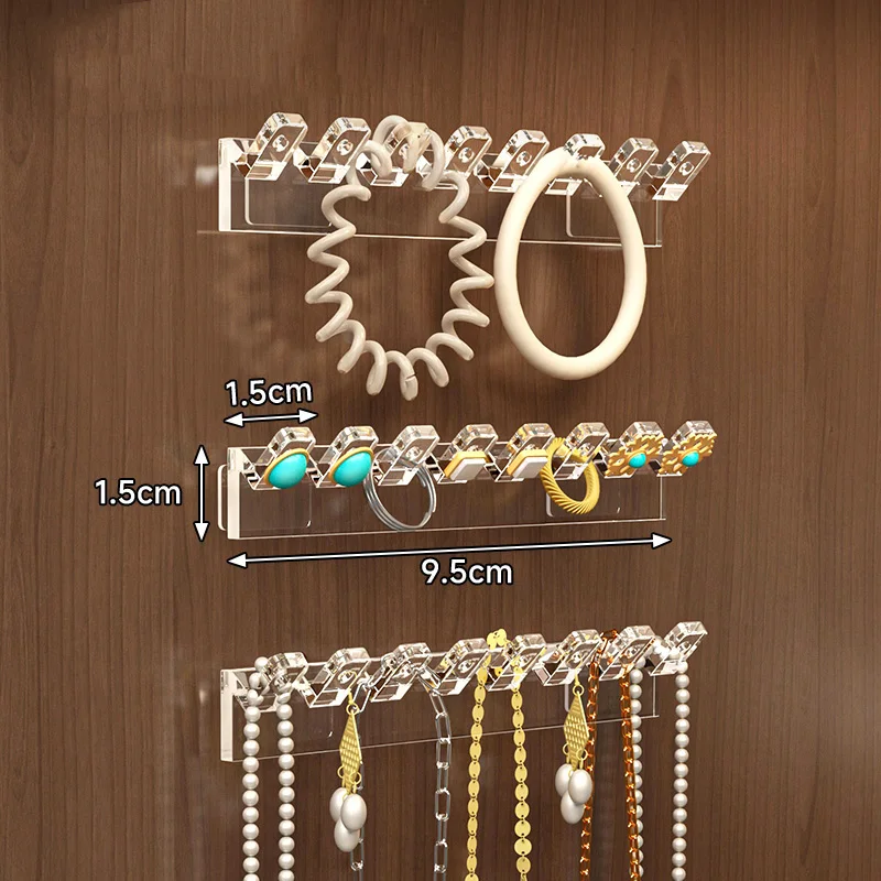 3/6/8/12pcs Transparent Hook Wall-Mounted Jewelry Rack Comes with Round Hole Ear Pendants Earrings and Necklace Storage Hooks