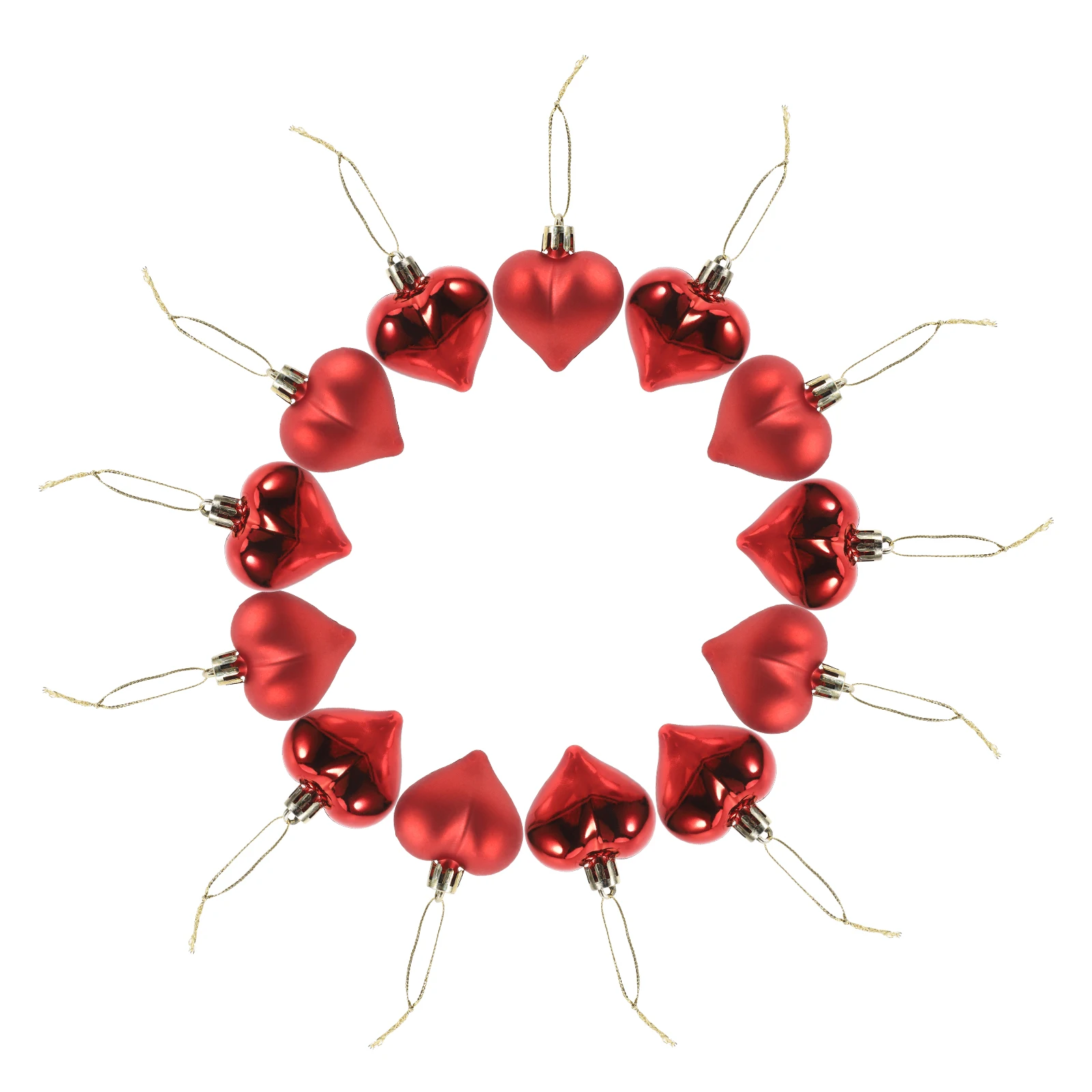 

24Pcs Heart Shape Christmas Decorations Plastic Hanging Ornaments Red Perfect for Tree Garlands Wreaths Festive Home