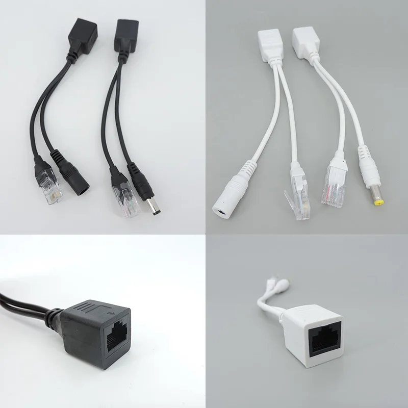 POE Adapter cable Connectors Passive Power cable Ethernet PoE Adapter RJ45 Injector + Splitter Kit 12V 24V 36V 48V