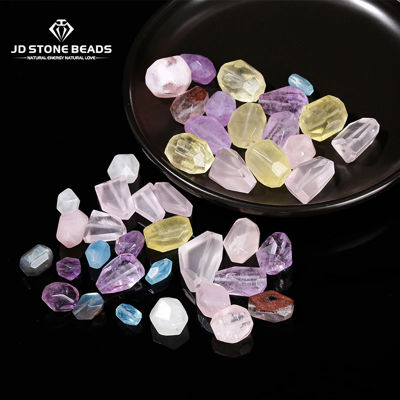 

1 Pc Irregular Natural Stone Quartz Amethyst Faceted Bead Smooth Spacer Bead for Jewelry Making DIY Necklace Bracelet Accessory