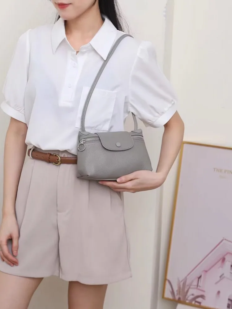 أزياء المرأة حقيبة صغيرة رفرف بلون عارضة جلد طبيعي ريترو حقيبة كروسبودي تنوعا غلق بمشبك واحد الكتف الإبط حقيبة #3