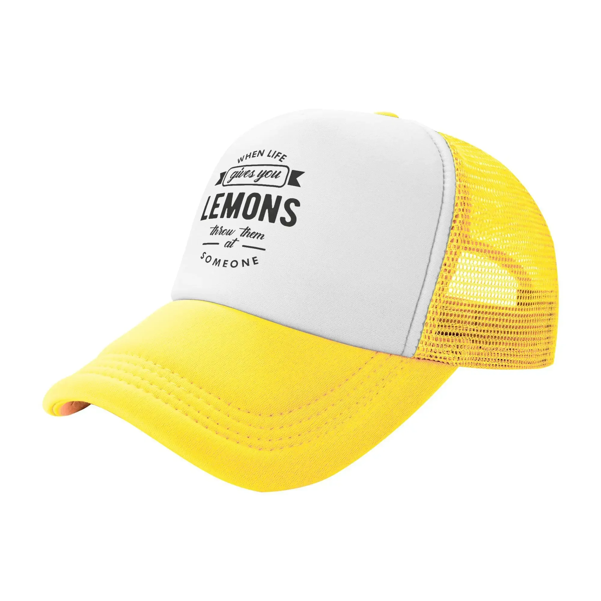 Lemon - When Life Gives You Lemons Throw Them Someone Merch Mesh Trucker Hat Summer Outdoor Mesh-back Snapback Cap Stylish