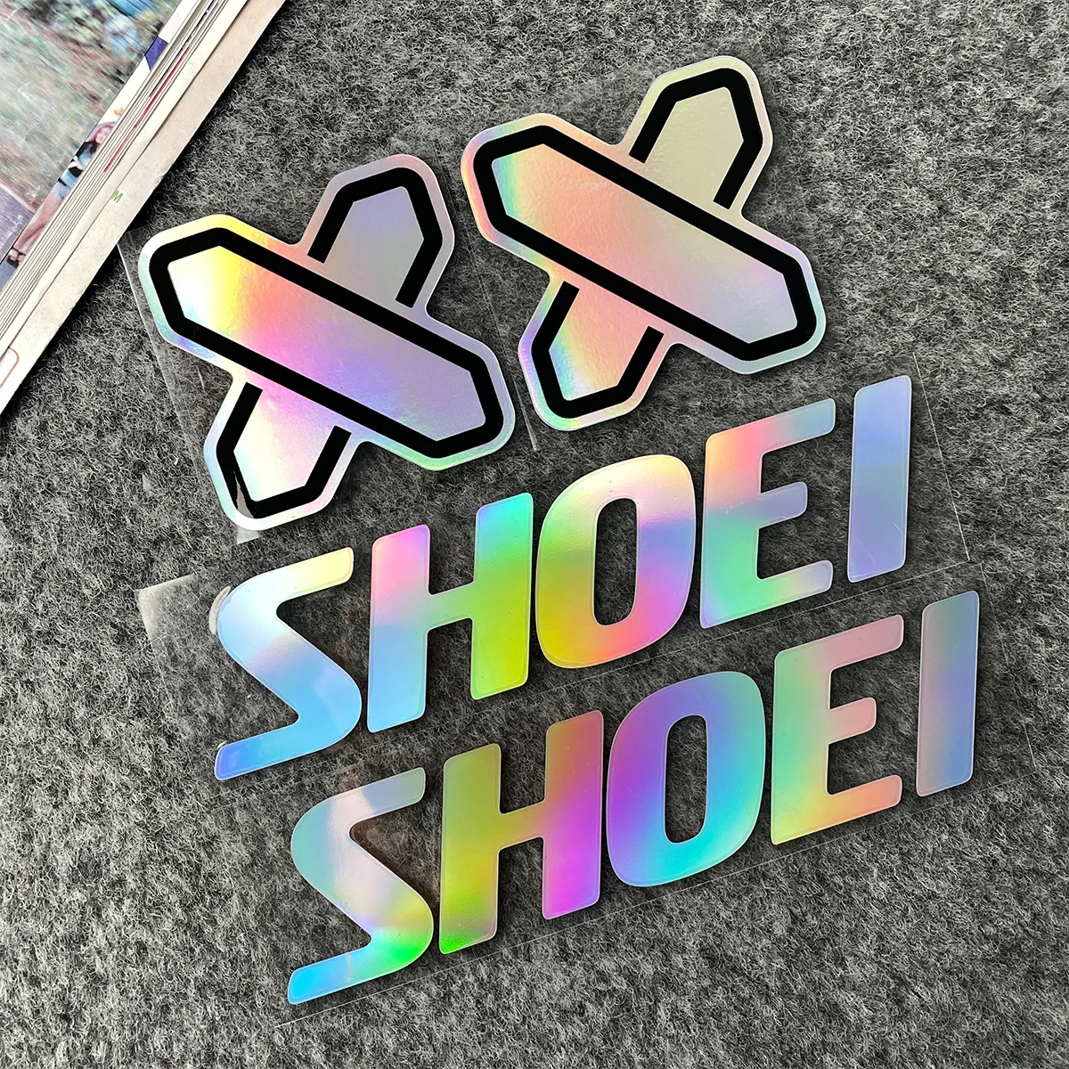 4PC Für SHOEI Logo Reflektierende Vinyl Motorrad Helm Aufkleber für X Spirit III X Fourteen Neotec II Custom Aufkleber – Detail 5
