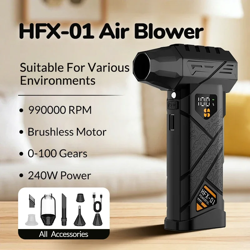 

990000RPM Turbo Air Blower High Speed Brushless Turbo Jet Blower Power Bank Function With LED Lighting Car/Computer Cleaning