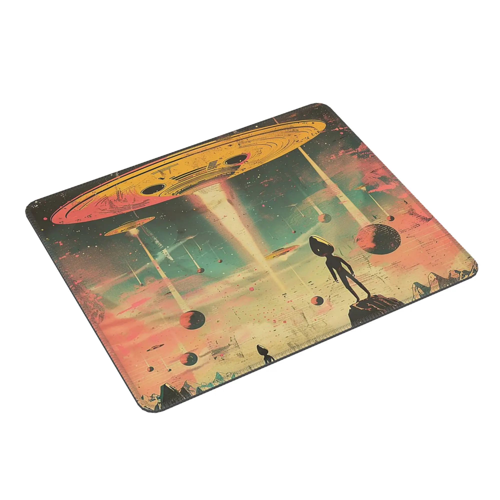 Fantasy UFO And Alien Landscape Mouse Pad Computer Keyboard Mouse Mat Gaming PC Laptop Desk Mat Office Table Mats