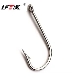 FTK 25-50PCS Stainless Iron Fishing Hook O’SHAUCHNESSY 10/0#-10# Sharp Barbed Long Shank Hook With Ring Fishing Accessories