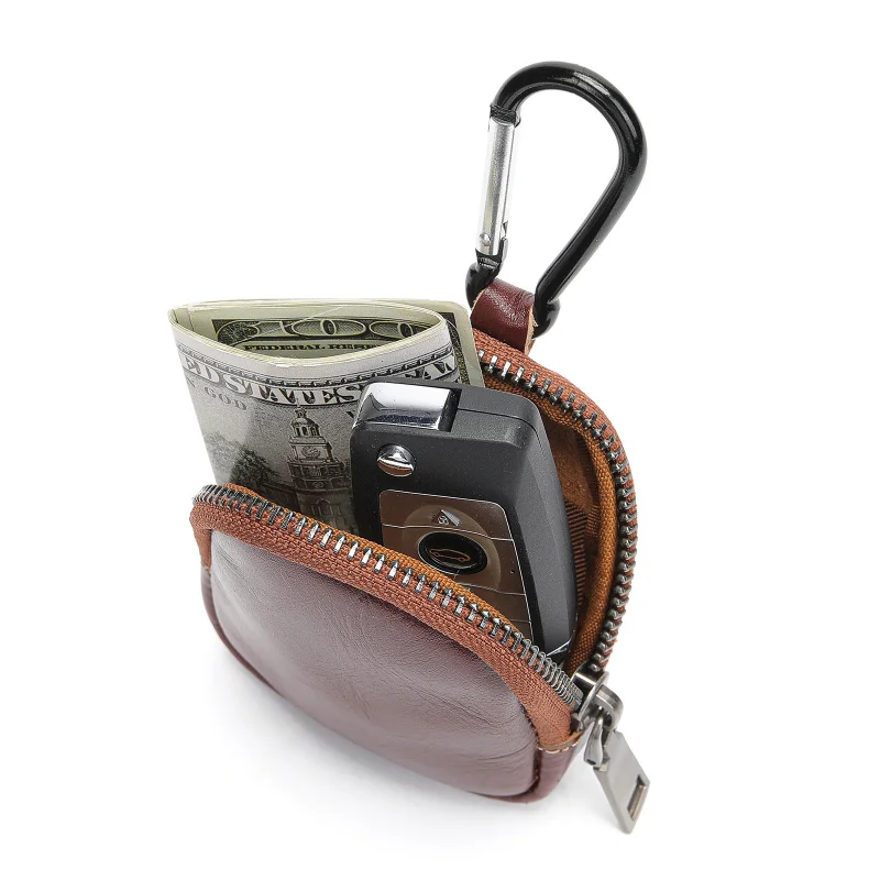 New Cow Leather Women's and Men's Mini Change Vintage Coin Bag Headphone Strap Purse Storage Key Bag For Man And Woman
