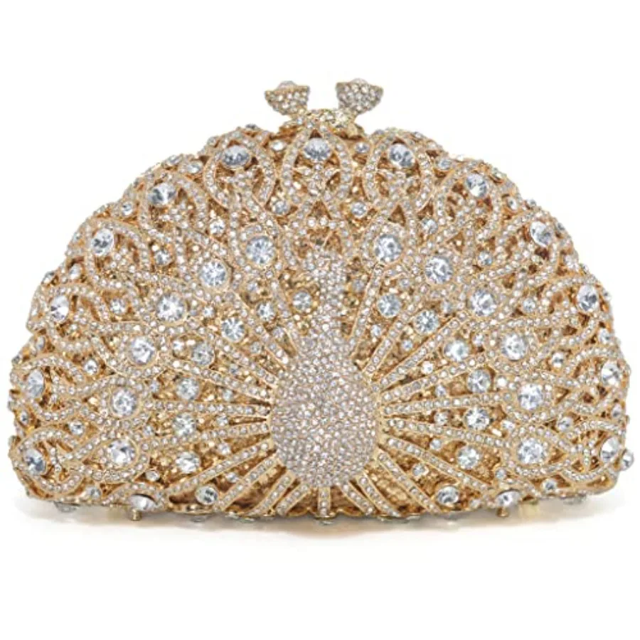 

Evening clutch bag for weddings and parties, peacock-colored luxury rhinestone crystal embellished clutch, sparkling sparkle fi