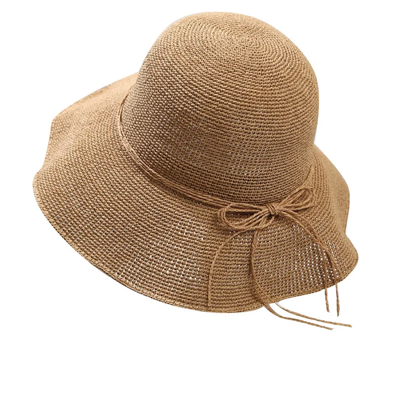 

Straw Hat Handmade Foldable Hat Female Summer Sun-proof Bucket Hat Traveling Hat