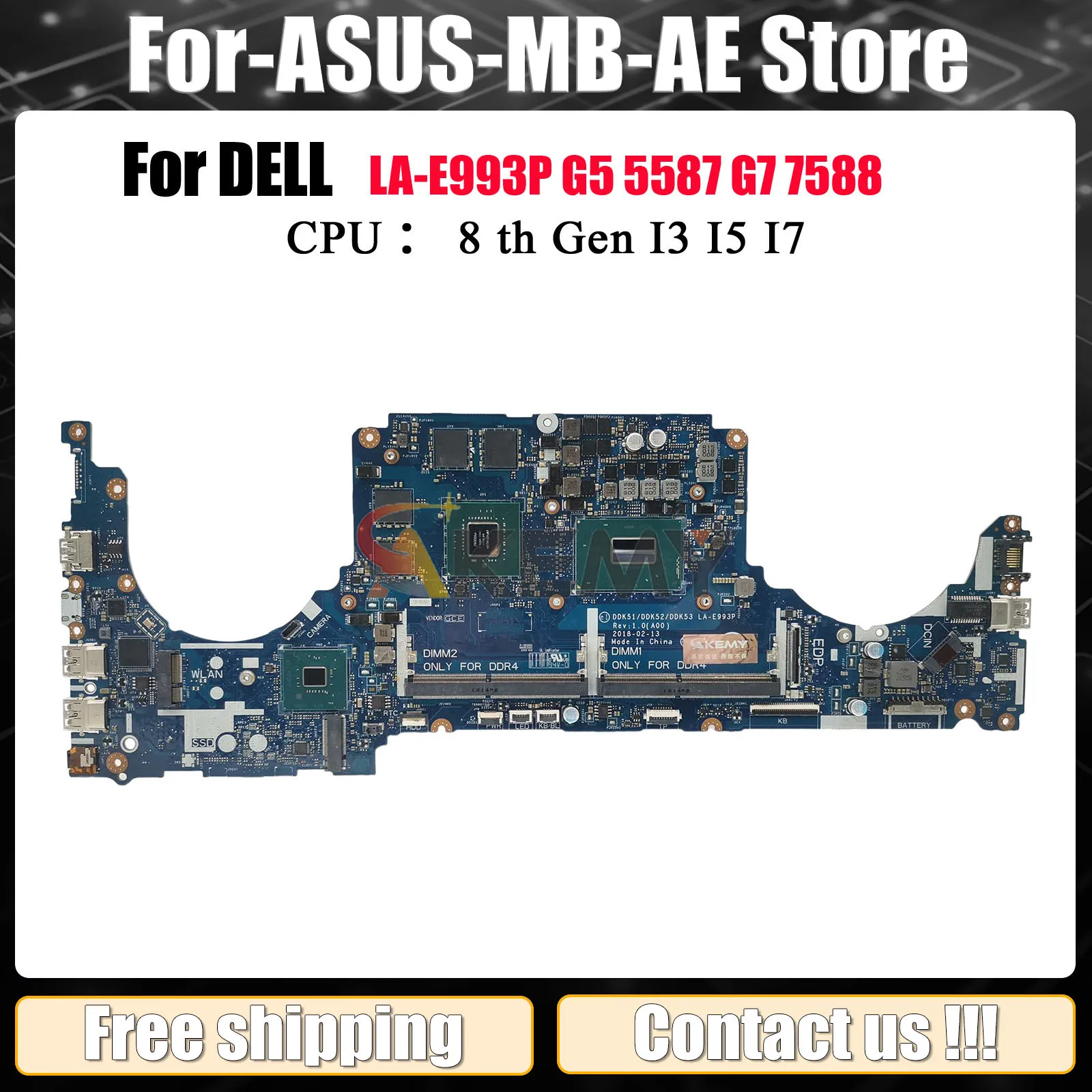 

Материнская плата для ноутбука DELL Inspiron 15 7577 7570 G7 7588 G5 5587 7580, совместимая с процессором i5 i7, 100% полностью протестирована