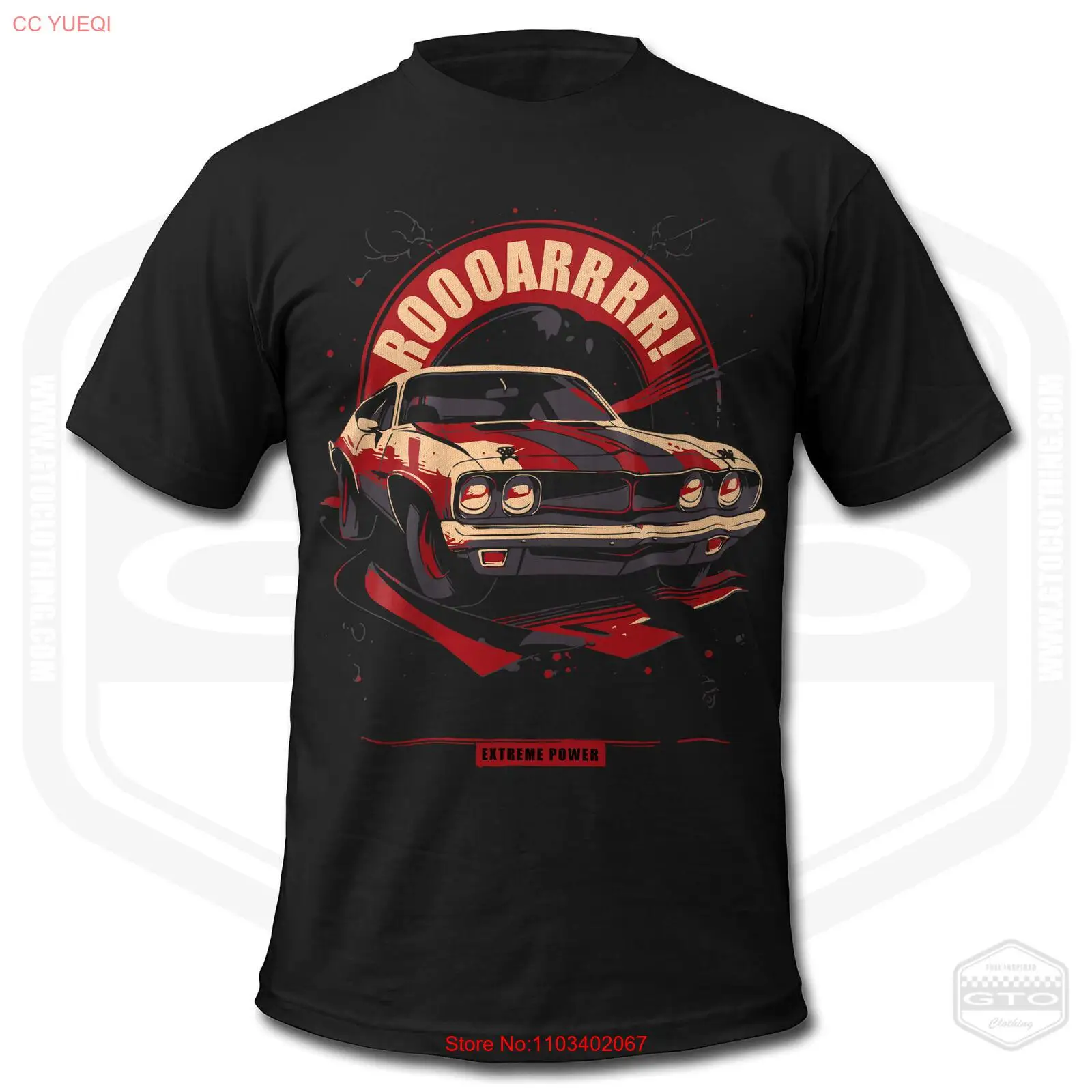 РОАР! Винтажная мужская футболка American Muscle Car |   Классический автомобильный фан-арт
