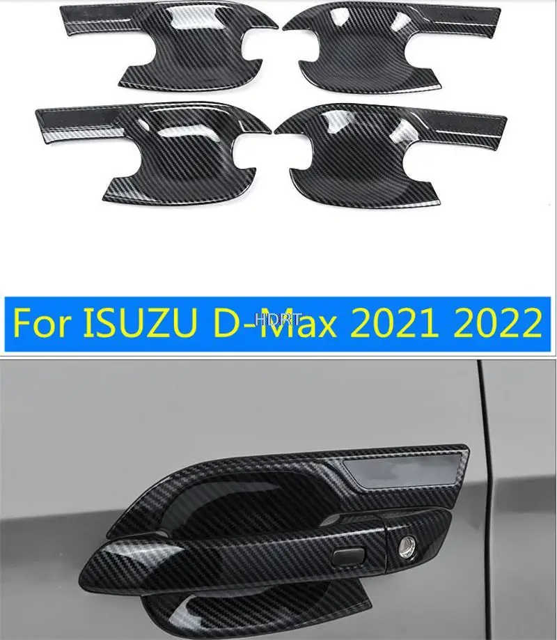 For Isuzu D-MAX D MAX 2021 2022 Door Handle Bowl Protector Cover Trim frame Carbon Fiber ABS chrome Car Styling Auto Accessories