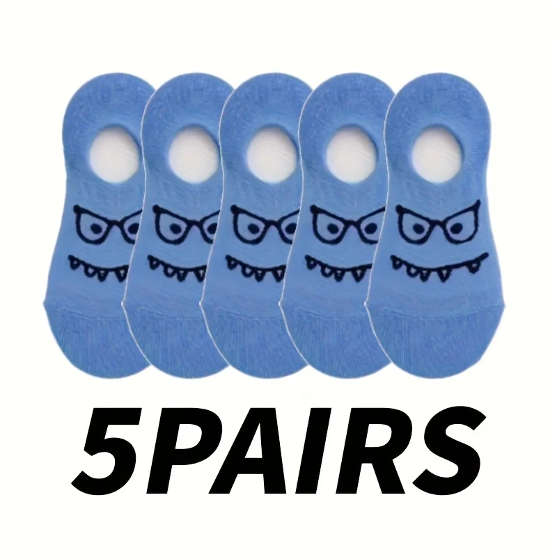5 pairs of women's fun expression socks are comfortable, lightweight, invisible and non revealing socks suitable for daily wear